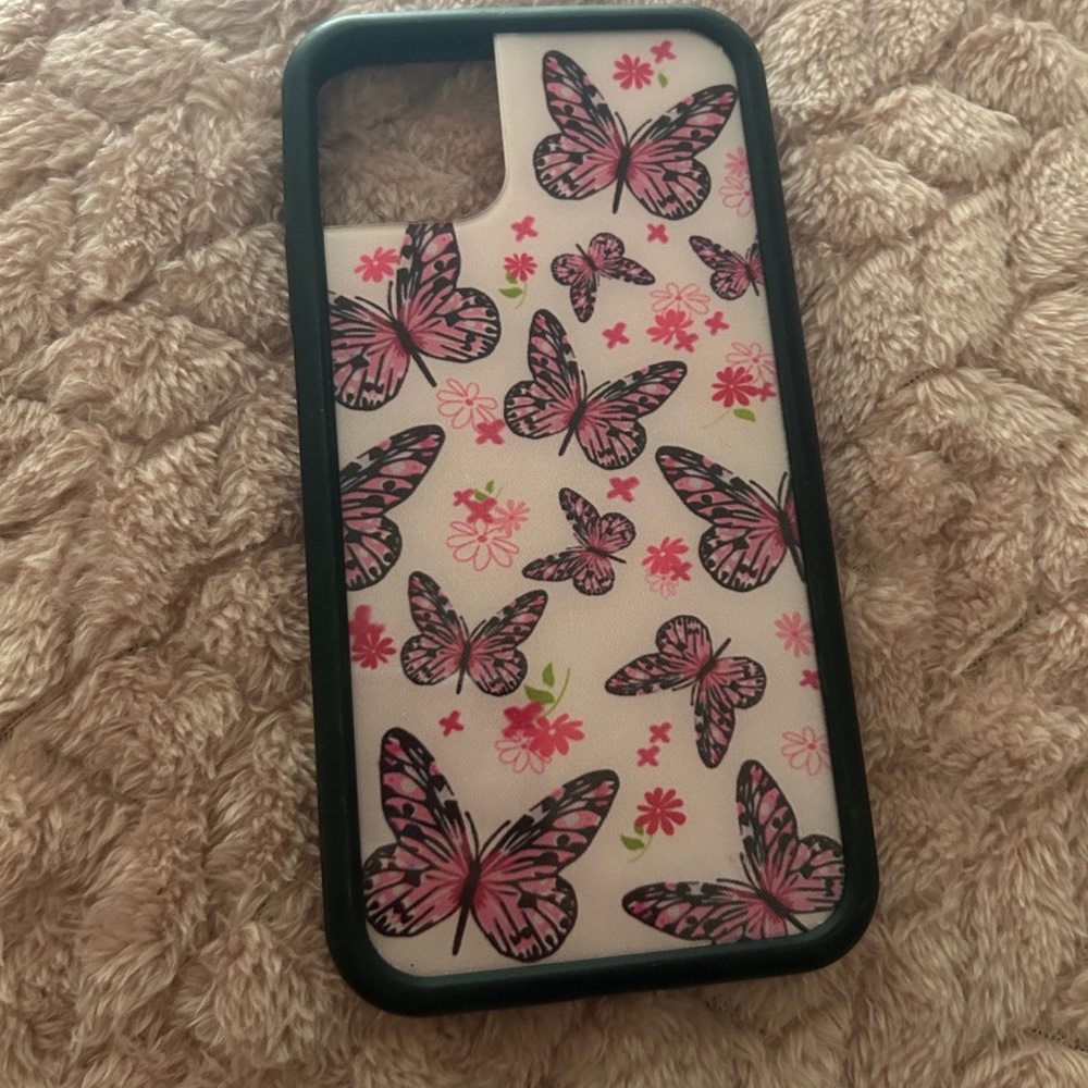 Wildflower Butterfly IPhone11 Case - Pink and Black